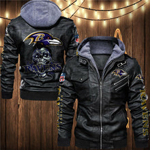 Load image into Gallery viewer, Baltimore Ravens Skull 3D Leather Jacket