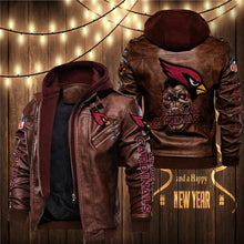 Load image into Gallery viewer, Arizona Cardinals Skull 3D Leather Jacket