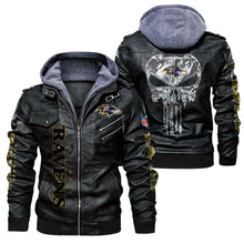 Load image into Gallery viewer, Baltimore Ravens Skull Leather Jacket