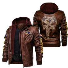 Load image into Gallery viewer, Baltimore Ravens Skull Leather Jacket