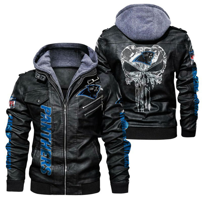 Carolina Panthers Skull Leather Jacket