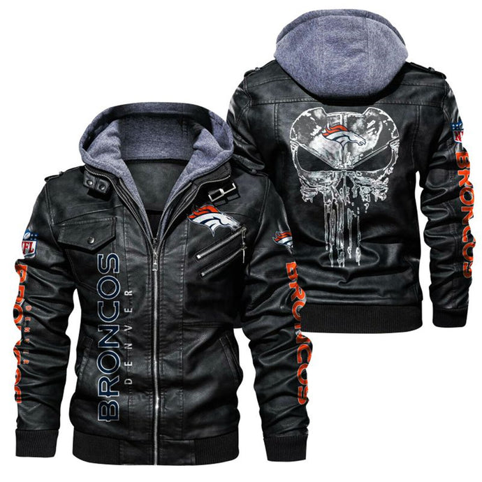 Denver Broncos Skull Leather Jacket