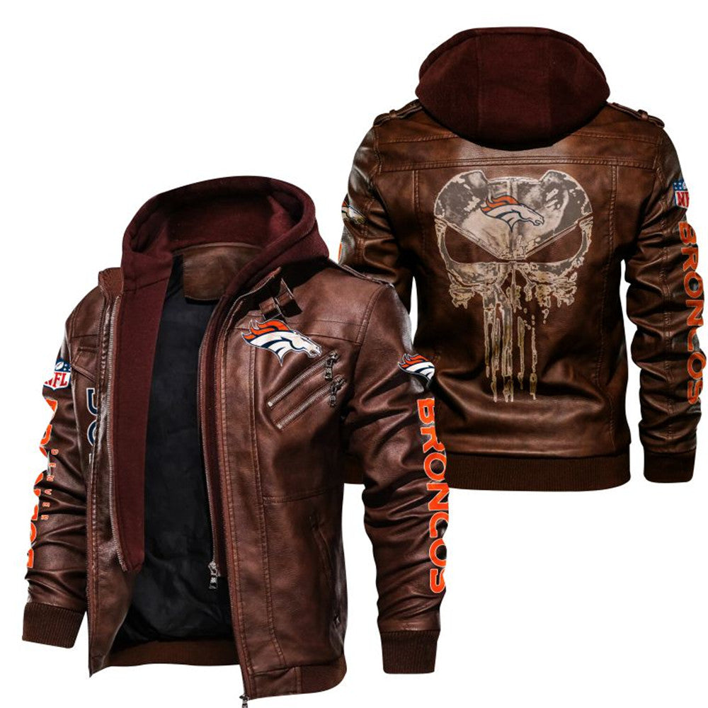 Denver Broncos Skull Leather Jacket