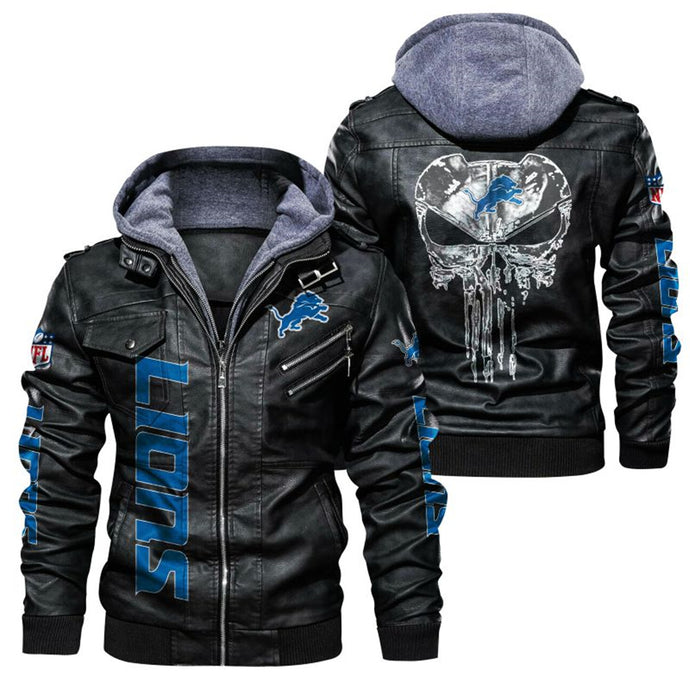 Detroit Lions Skull Leather Jacket