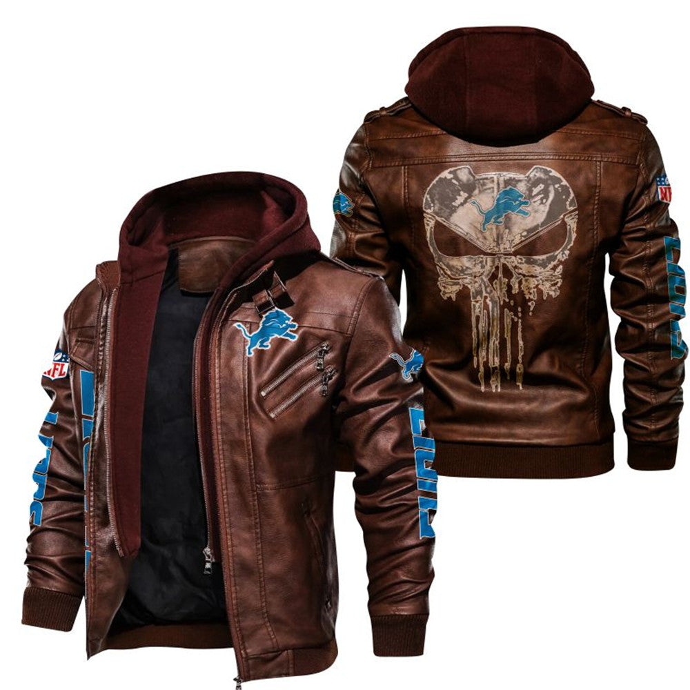 Detroit Lions Skull Leather Jacket