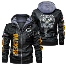 Load image into Gallery viewer, Green Bay Packers Skull Leather Jacket