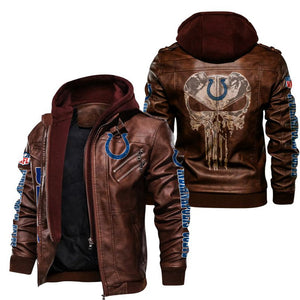 Indianapolis Colts Skull Leather Jacket