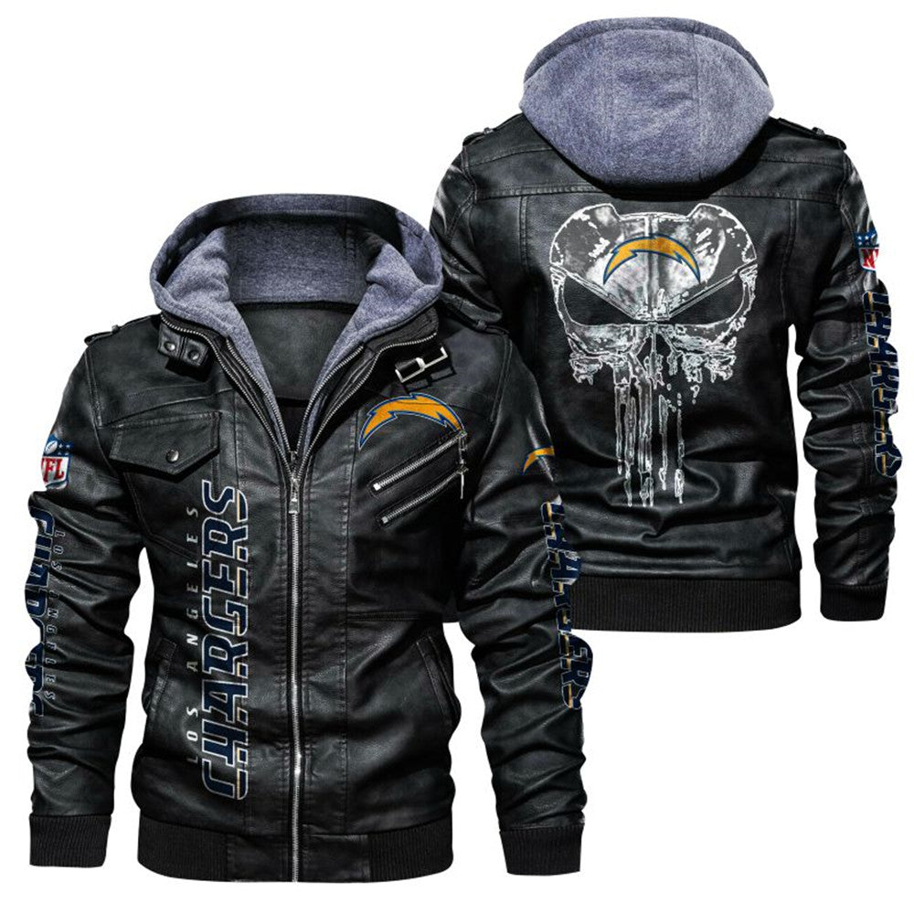 Los Angeles Chargers Skull Leather Jacket