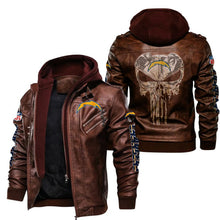 Load image into Gallery viewer, Los Angeles Chargers Skull Leather Jacket