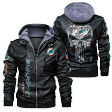 Load image into Gallery viewer, Miami Dolphins Skull Leather Jacket