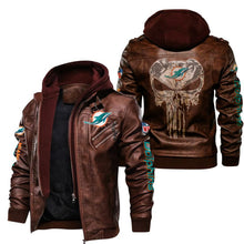 Load image into Gallery viewer, Miami Dolphins Skull Leather Jacket