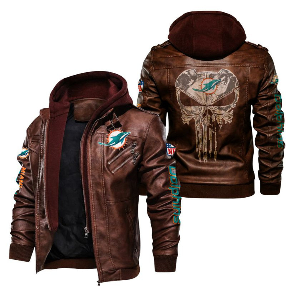 Miami Dolphins Skull Leather Jacket