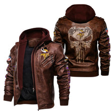 Load image into Gallery viewer, Minnesota Vikings Skull Leather Jacket