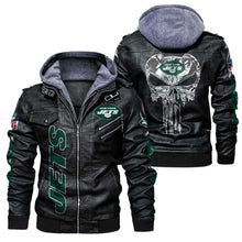 Load image into Gallery viewer, New York Jets Skull Leather Jacket
