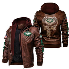 Load image into Gallery viewer, New York Jets Skull Leather Jacket