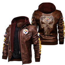 Load image into Gallery viewer, Pittsburgh Steelers Skull Leather Jacket