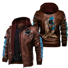 Load image into Gallery viewer, Carolina Panthers From Father to Son Leather Jacket