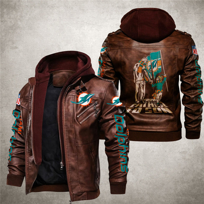 Miami Dolphins From Father to Son Leather Jacket