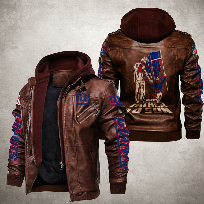 New York Giants From Father to Son Leather Jacket