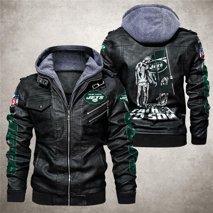 New York Jets From Father to Son Leather Jacket