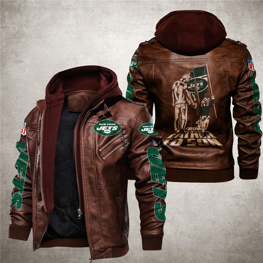 New York Jets From Father to Son Leather Jacket