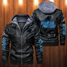 Load image into Gallery viewer, Carolina Panthers Leather Jacket