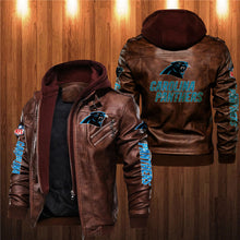 Load image into Gallery viewer, Carolina Panthers Leather Jacket