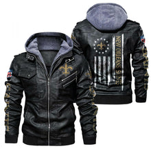 Load image into Gallery viewer, New Orleans Saints Flag Leather Jacket