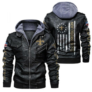 New Orleans Saints Flag Leather Jacket