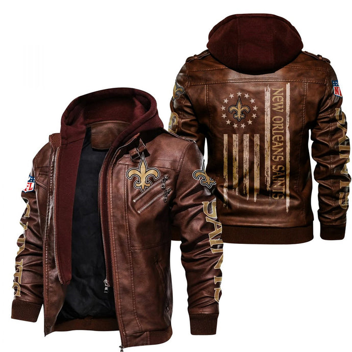 New Orleans Saints Flag Leather Jacket