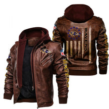 Load image into Gallery viewer, Baltimore Ravens Flag Leather Jacket