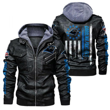 Load image into Gallery viewer, Carolina Panthers Flag Leather Jacket