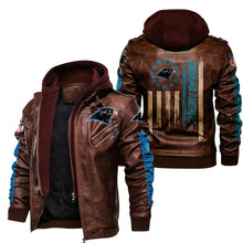 Load image into Gallery viewer, Carolina Panthers Flag Leather Jacket