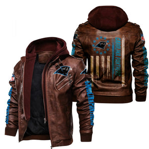 Carolina Panthers Flag Leather Jacket