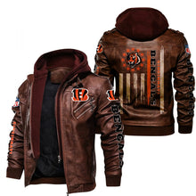 Load image into Gallery viewer, Cincinnati Bengals Flag Leather Jacket