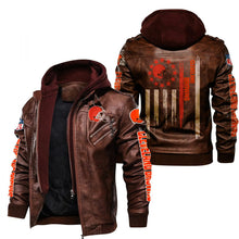 Load image into Gallery viewer, Cleveland Browns Flag Leather Jacket