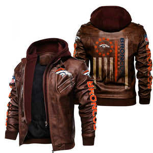 Denver Broncos Flag Leather Jacket