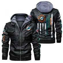 Load image into Gallery viewer, Miami Dolphins Flag Leather Jacket