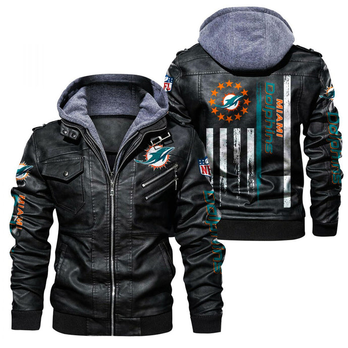 Miami Dolphins Flag Leather Jacket