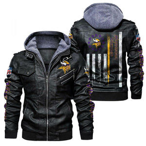 Minnesota Vikings Flag Leather Jacket