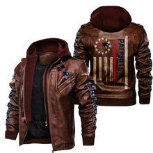 Load image into Gallery viewer, New England Patriots Flag Leather Jacket