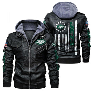 New York Jets Flag Leather Jacket