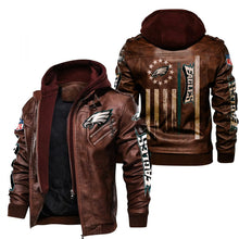 Load image into Gallery viewer, Philadelphia Eagles Flag Leather Jacket