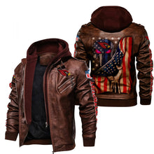 Load image into Gallery viewer, Arizona Cardinals American Flag 3D Leather Jacket