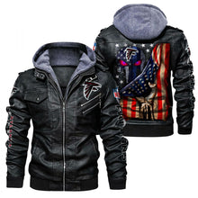 Load image into Gallery viewer, Atlanta Falcons American Flag 3D Leather Jacket