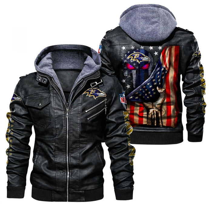 Baltimore Ravens American Flag 3D Leather Jacket