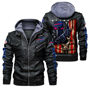 Buffalo Bills American Flag 3D Leather Jacket