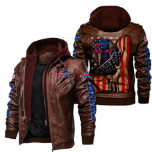 Load image into Gallery viewer, Buffalo Bills American Flag 3D Leather Jacket