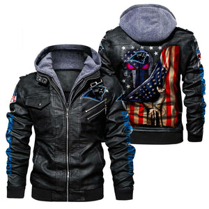 Carolina Panthers American Flag 3D Leather Jacket