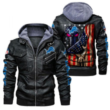 Load image into Gallery viewer, Detroit Lions American Flag 3D Leather Jacket